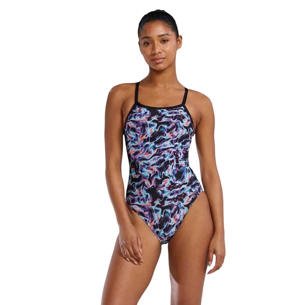 TYR One Piece Kids 6 Multi Marble Swirl Durafast Elite Swimsuit 688 NWT